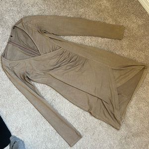 Nude suede long sleeve mini dress